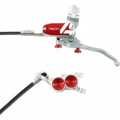 Hope Tech 4 E4 Brake - No Rotor 39 Hope Tech 4 E4 Brake - No Rotor -Tilbud Cykler Butik Hope Tech 4 E4 Brake No Rotor Disc Brake Callipers Silver Red T4E4ZSRL