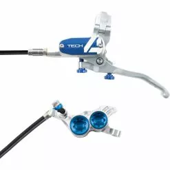 Hope Tech 4 V4 Brake - No Rotor -Tilbud Cykler Butik Hope Tech 4 V4 Brake No Rotor Disc Brake Callipers Silver Blue T4V4ZSBL